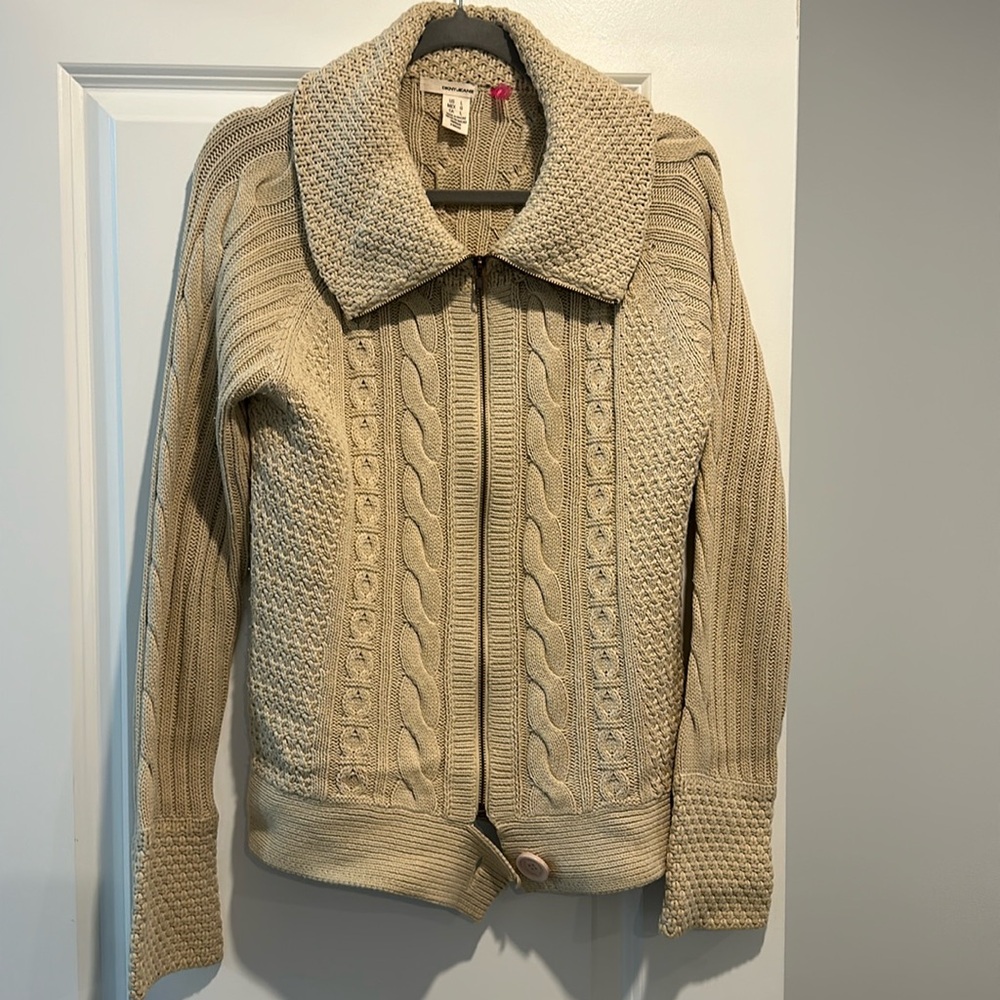 Thick knit DKNY Jeans zip-up sweater